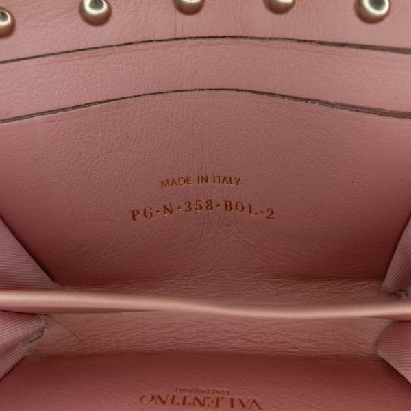 Pre-owned Valentino Leather Rockstud Zippy Wallet Pink