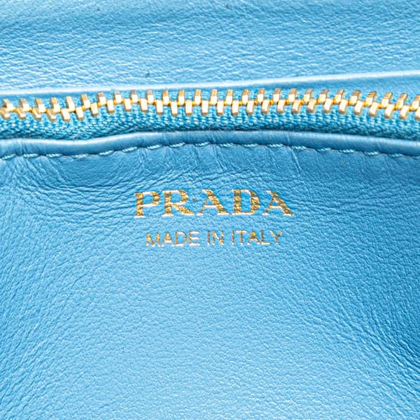 Pre-owned Prada Vitello Daino Zip Around Long Wallet Gray