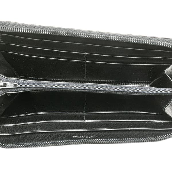 Pre-owned Prada Saffiano Zip Around Long Wallet Black