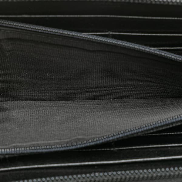 Pre-owned Prada Saffiano Zip Around Long Wallet Black