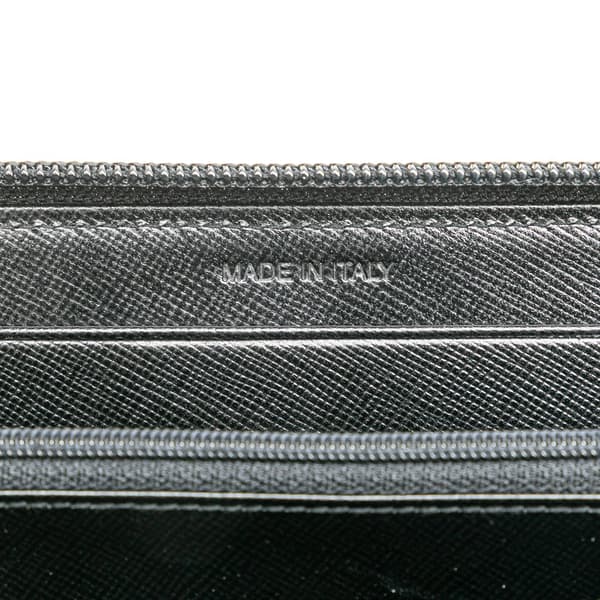 Pre-owned Prada Saffiano Zip Around Long Wallet Black