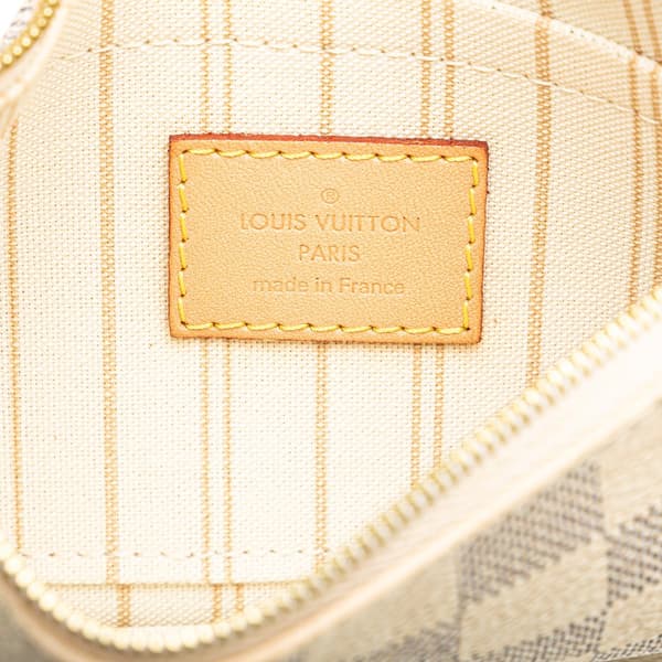 Pre-owned Louis Vuitton Damier Azur Neverfull Pouch PM White