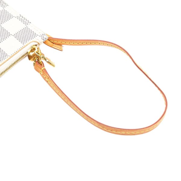 Pre-owned Louis Vuitton Damier Azur Neverfull Pouch PM White