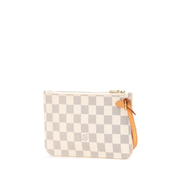 Pre-owned Louis Vuitton Damier Azur Neverfull Pouch PM White