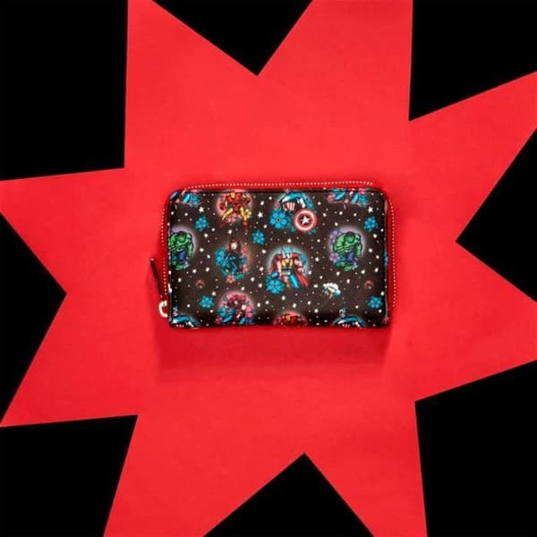 Avengers Floral Tattoo Wallet - LOUNGEFLY - Polyuretan - Svart