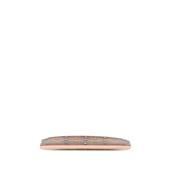 Pre-owned Louis Vuitton Damier Ebene Studded Card Holder Brown