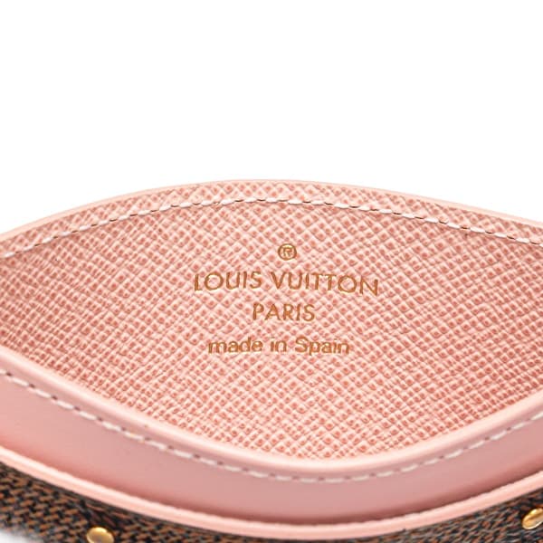 Pre-owned Louis Vuitton Damier Ebene Studded Card Holder Brown