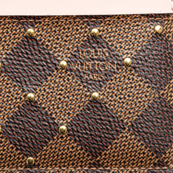 Pre-owned Louis Vuitton Damier Ebene Studded Card Holder Brown