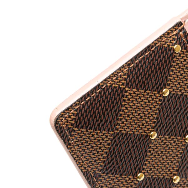 Pre-owned Louis Vuitton Damier Ebene Studded Card Holder Brown