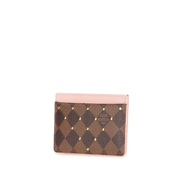 Pre-owned Louis Vuitton Damier Ebene Studded Card Holder Brown