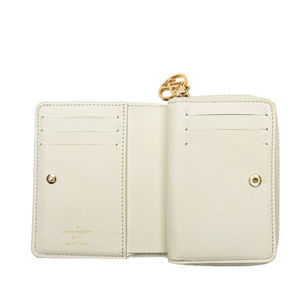 Pre-owned Louis Vuitton Monogram Embossed Lambskin Lou Wallet White