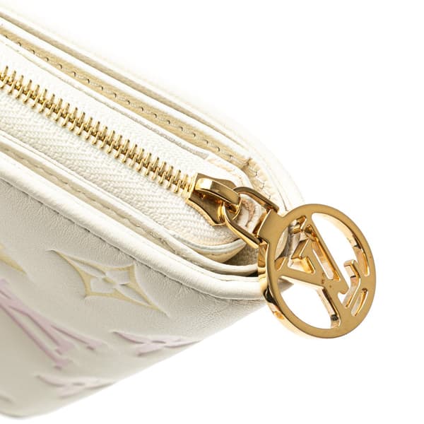 Pre-owned Louis Vuitton Monogram Embossed Lambskin Lou Wallet White