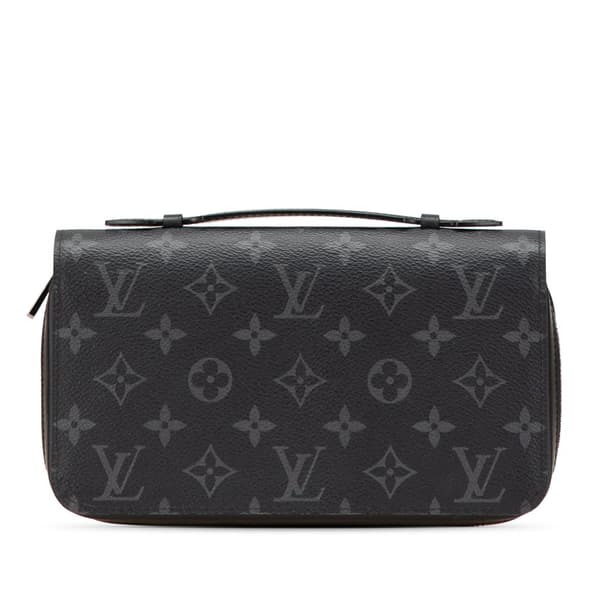 Pre-owned Louis Vuitton Monogram Eclipse Zippy XL Wallet Black