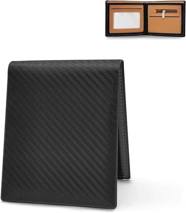 Vattentålig PU-Läder Plånbok Herr Ultra-tunn RFID-Skydd Kortfack ID-Fönster 12x10cm Svart