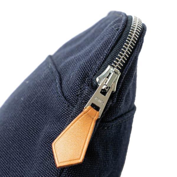 Pre-owned Hermès Mini Canvas Bolide Pouch Blue