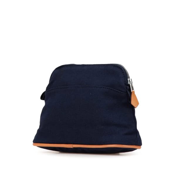 Pre-owned Hermès Mini Canvas Bolide Pouch Blue