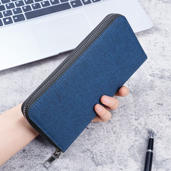 INF Stilfuld Blå Herre Lang Lynlåspung Clutch Taske
