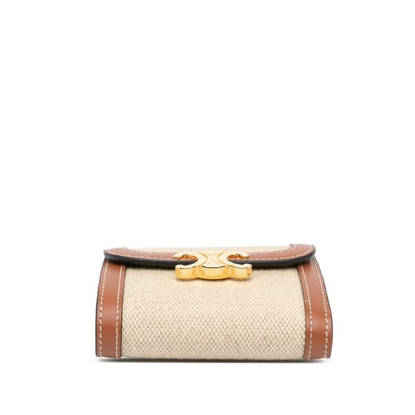 Pre-owned Celine Triomphe Canvas Tri-fold Wallet Brown