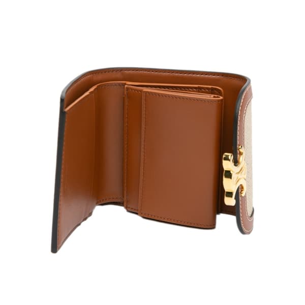 Pre-owned Celine Triomphe Canvas Tri-fold Wallet Brown