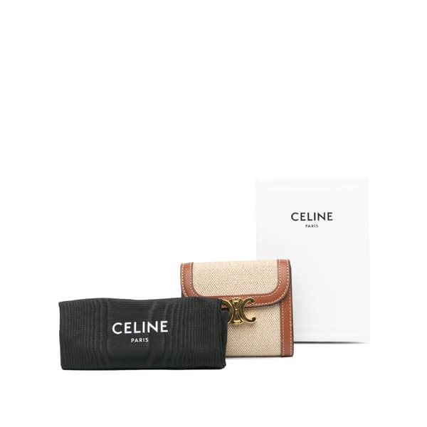 Pre-owned Celine Triomphe Canvas Tri-fold Wallet Brown