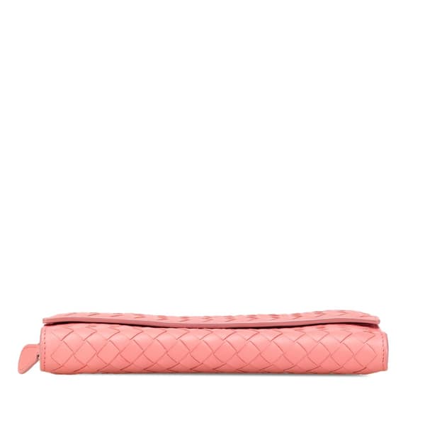 Pre-owned Bottega Veneta Leather Intrecciato Long Wallet Pink