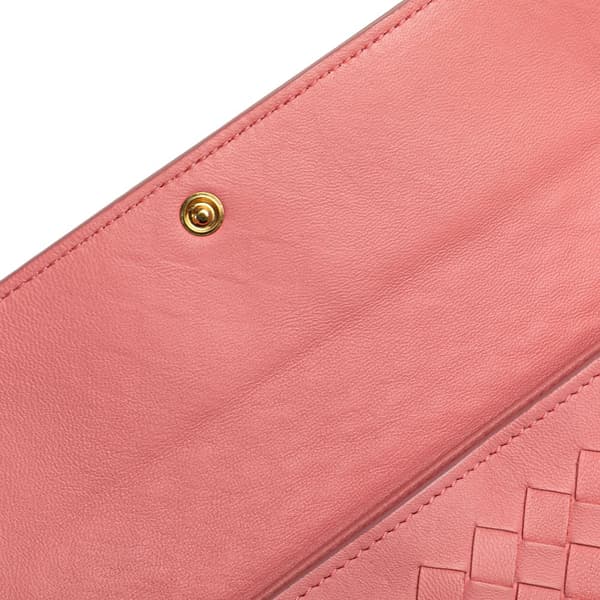 Pre-owned Bottega Veneta Leather Intrecciato Long Wallet Pink