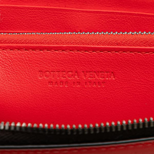 Pre-owned Bottega Veneta Leather Intrecciato Zip Around Long Wallet Brown
