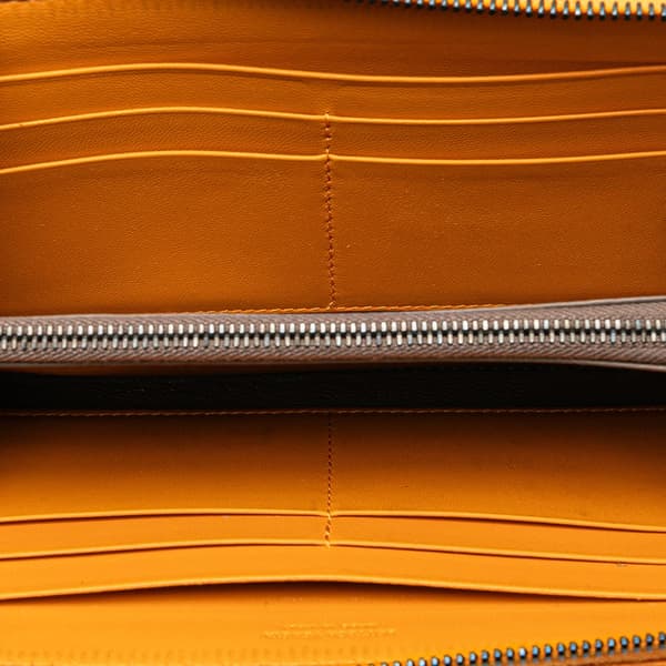 Pre-owned Bottega Veneta Leather Intrecciato Zip Around Wallet Orange
