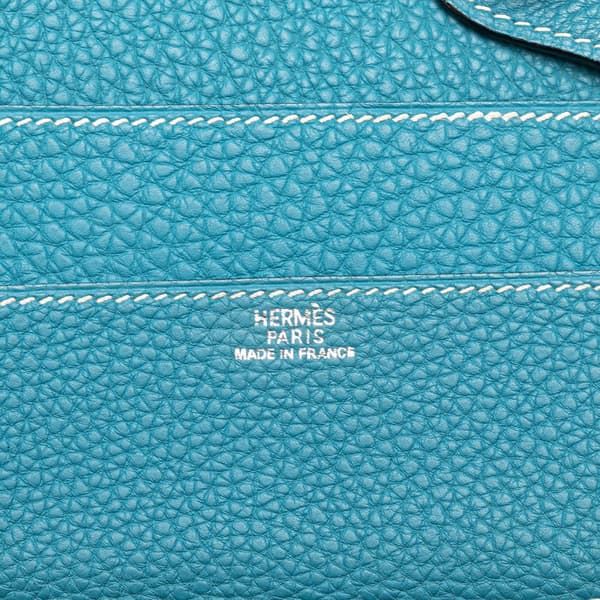 Pre-owned Hermès Togo Dogon Long Wallet Blue