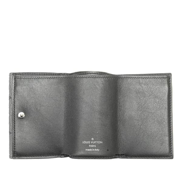 Pre-owned Louis Vuitton Monogram Eclipse Reverse Discovery Compact Wallet Black