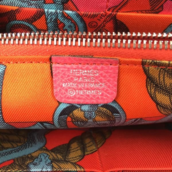 Pre-owned Hermès Epsom Silk In Long Wallet Pink