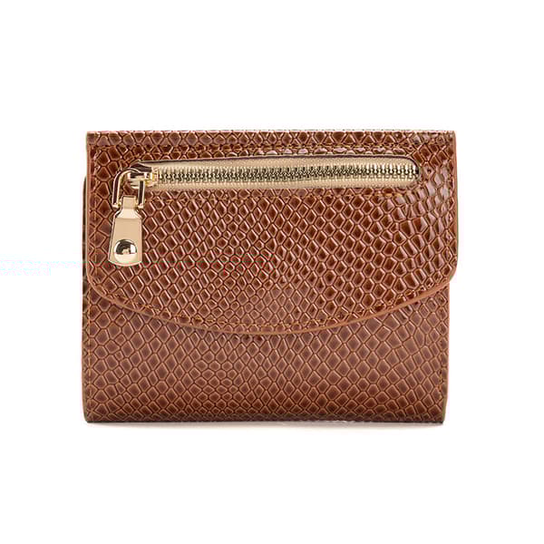 INF Elegant PU-lommebok i skinn med krokodillemønster og flere kortspor kaffe