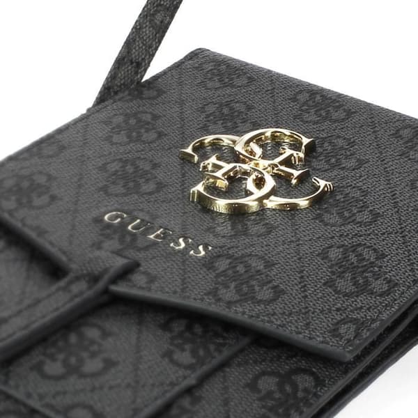 Pochette för smartphone med tryck och axelrem, kortfodral med 4G Guess-logotyp i grått