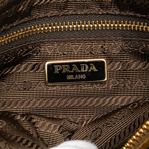 Pre-owned Prada Tessuto Wristlet Pouch Brown