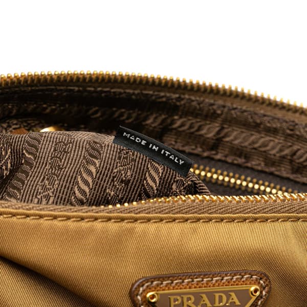 Pre-owned Prada Tessuto Wristlet Pouch Brown