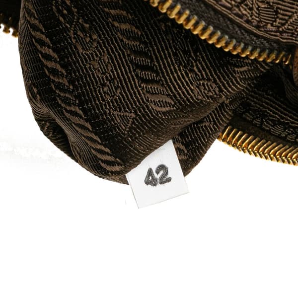 Pre-owned Prada Tessuto Wristlet Pouch Brown