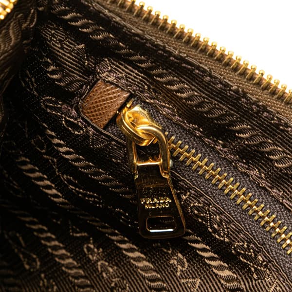 Pre-owned Prada Tessuto Wristlet Pouch Brown
