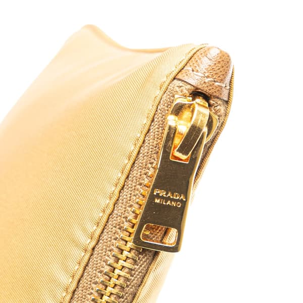 Pre-owned Prada Tessuto Wristlet Pouch Brown