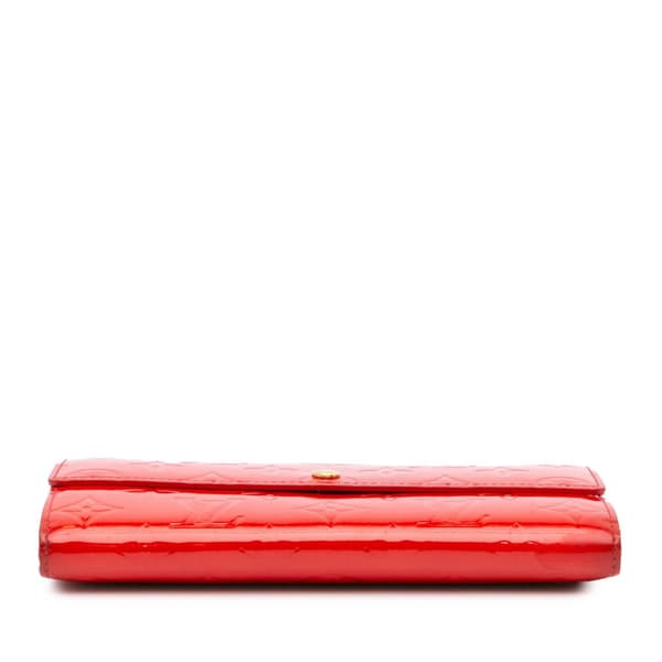 Pre-owned Louis Vuitton Monogram Vernis Sarah Wallet Red