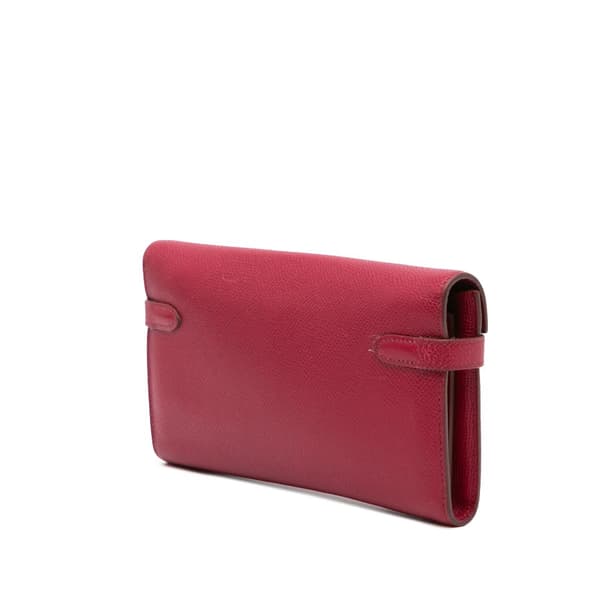 Pre-owned Hermès Epsom Kelly Longue Wallet Red