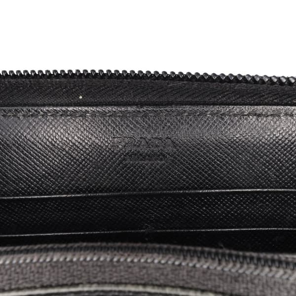Pre-owned Prada Tessuto Zip Around Long Wallet Black