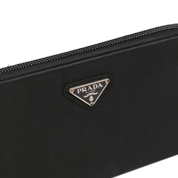 Pre-owned Prada Tessuto Zip Around Long Wallet Black