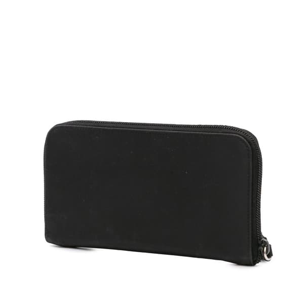 Pre-owned Prada Tessuto Zip Around Long Wallet Black