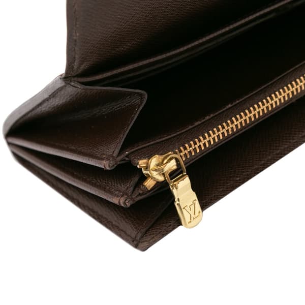 Pre-owned Louis Vuitton Damier Ebene Sarah Wallet Brown