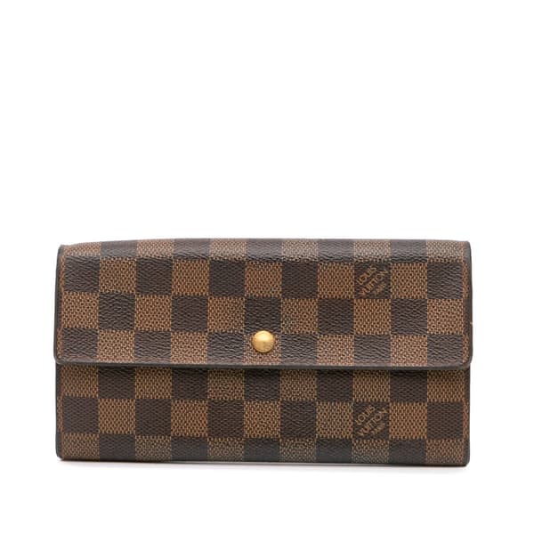Pre-owned Louis Vuitton Damier Ebene Sarah Wallet Brown