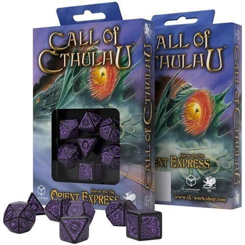 COC Horror på Orient Express Black &amp; Purple Dice Set om 7