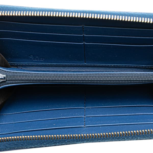 Pre-owned Gucci Microguccissima Zip Around Long Wallet Blue