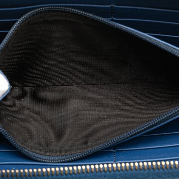 Pre-owned Gucci Microguccissima Zip Around Long Wallet Blue