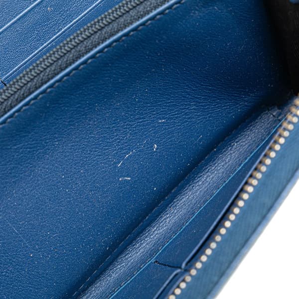 Pre-owned Gucci Microguccissima Zip Around Long Wallet Blue