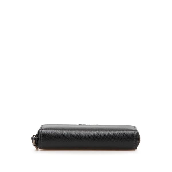 Pre-owned Prada Saffiano Zip Coin Pouch Black